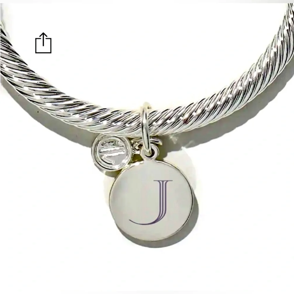 MARLEYLILLY Monogrammed “J” Silver Cable Bracelet - Picture 7 of 9